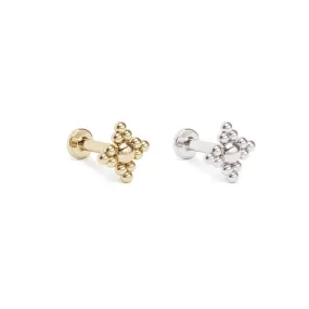 14K Gold Beaded Stud