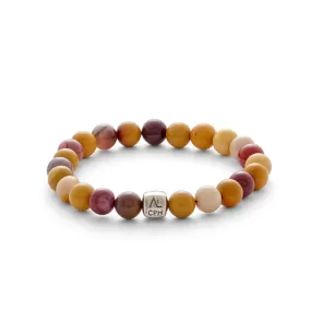 (8mm) Silver Bracelet w. Mookaite