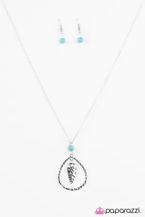 A Free SPEAR-It Silver and Turquoise Blue Necklace - Paparazzi Accessories