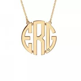 Block Monogram Necklace with Diamond Accent