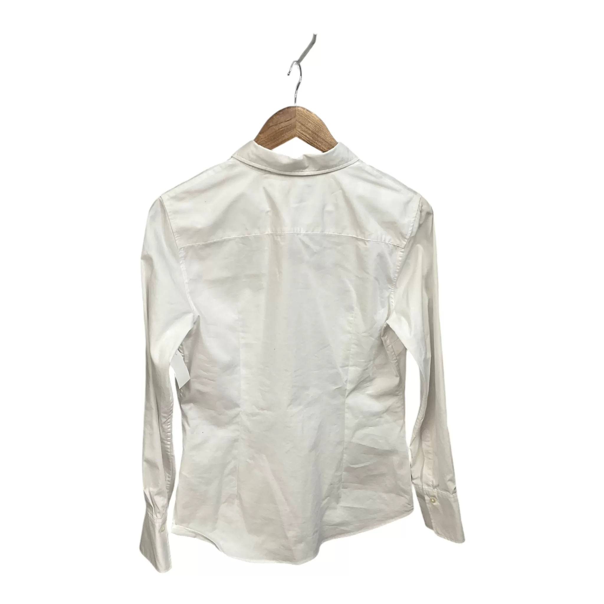 Blouse Long Sleeve By Banana Republic In White, Size: M