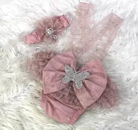 Blush Lace Butterfly Romper