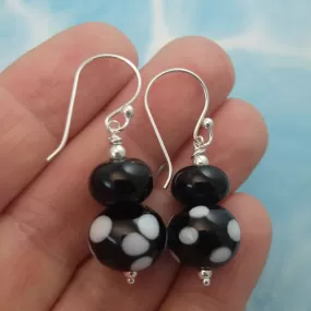 classic black and white polka dot earrings