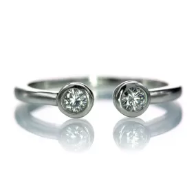 Cuff Ring - Open Moissanite Stacking Silver Wedding Ring, Ready to Ship Size 7 to 8