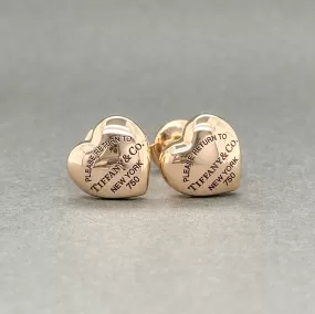 Estate Tiffany & Co. 18K R Gold Full Heart Stud Earrings