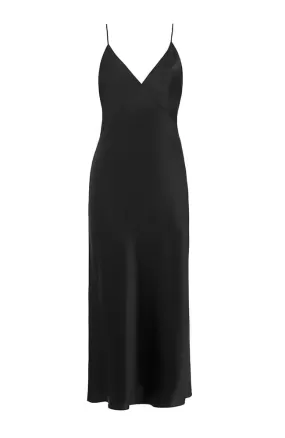 Issa Jet Black Silk Slip Dress