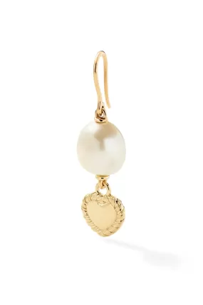 Solid Heart Streamer Pearl Drop Earring - In Stock