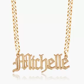 The Golden Double Plated Gothic Name Necklace