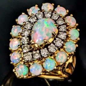 The Ridgeway - 1960s Opal Diamond 18k Gold Cocktail Ring