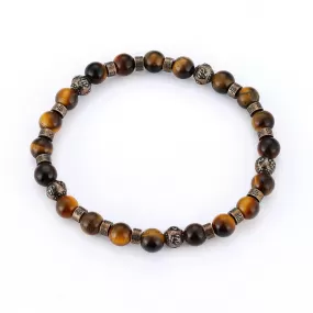 Tiger Eye Bead Bracelet - Gold