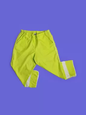 Y2K NIKE Hi-viz Baggy Soft Shell Pants Neon Green - size L / UK 12-14